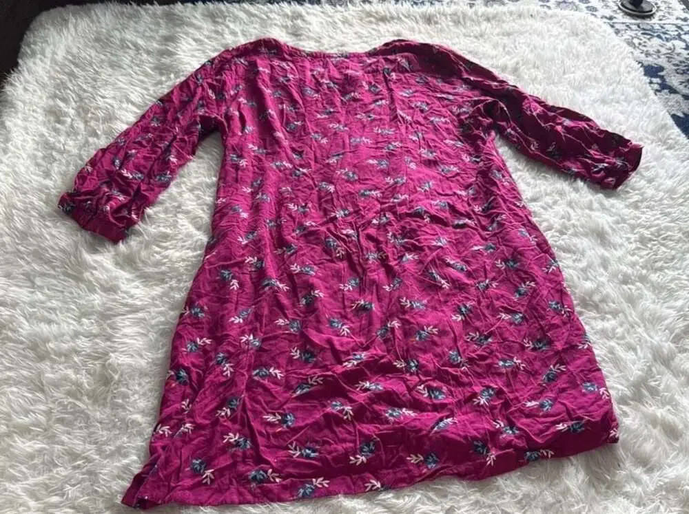 Blair‎ Women's Pink Floral Pleated Rayon Peasant Tunic Blouse